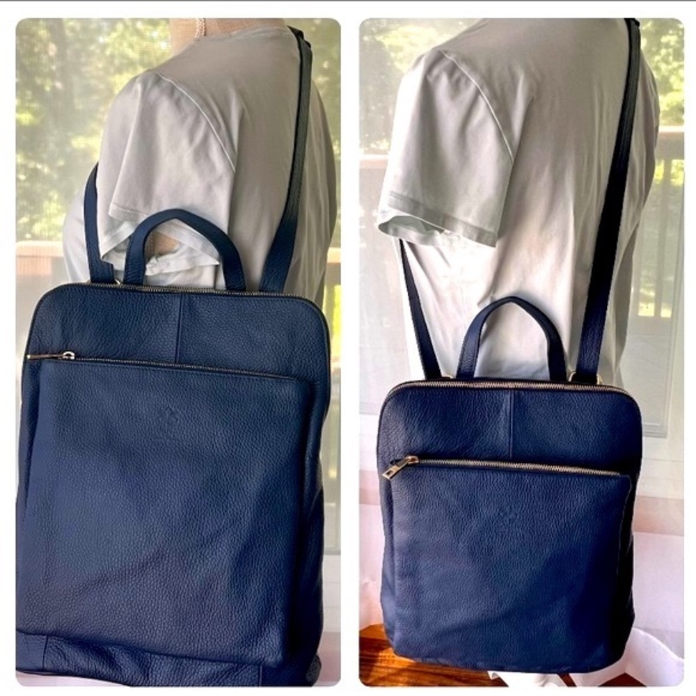 Vera Pella Convertible Backpack/Crossbody/Shoulder/Carry Bag Italian Leather - Picture 8 of 17